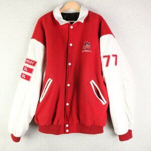 Vintage Astro Varsity Jacket Men XXL 2XL Red White Bears Wool Bomber Leather 80S